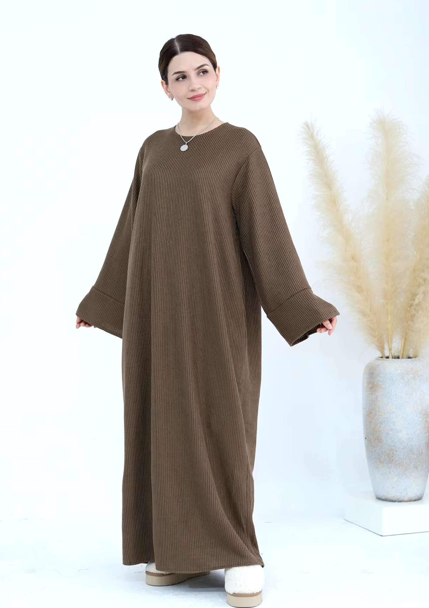 long knit dresses for winter TS1229 High Quality Winter Woolen Dresses Women Casual Turtleneck Lantern Sleeve Split Knitted Long Sweater Dresses for Women